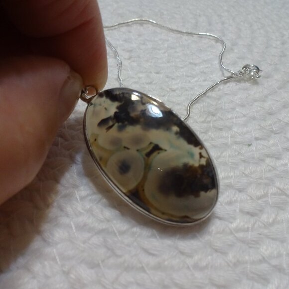 Natural STICK AGATE Handmade Sterling 925 Pendant/Chain #914C - Picture 1 of 3